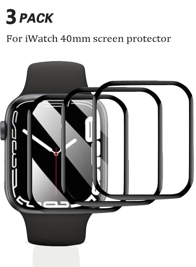 HablTech 3 Pcs Screen Protector for Apple Watch SE 3/SE 2/SE Series 6/5/4 40mm , Curved Full Coverage Anti-Scratch Clear Soft Film - Image 1